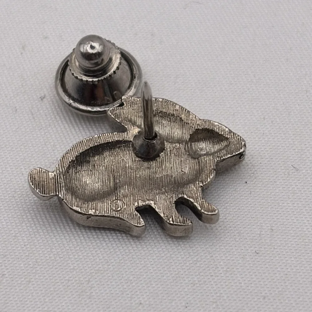 Bunny Rabbit Silver Tone Red Eye Lapel Hat Pin